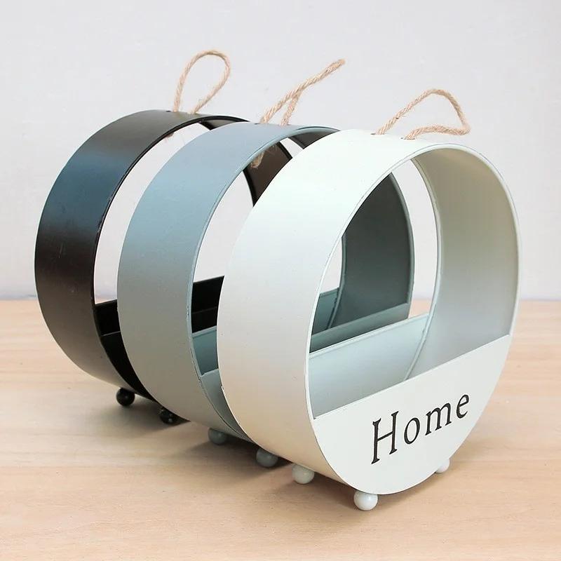 New Nordic Wrought Iron Wall Hanging Floral Basket Round Flower Pot Wall Mount