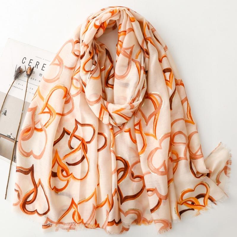 

Luxury Heart Designer Women Scarf Summer Beach Shawl Cotton Linen Feeling Tassel Pashmina Muslim Hijab Wrap Lady Viscose Scarf 88x180cm