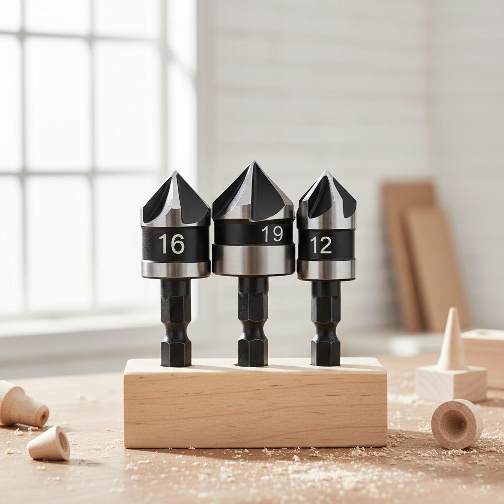 12mm 16mm 19mm Countersink Drill Bit Set 1/4 Inch Hex Shank 90 Degree Chamfer Tool for Woodworking Accessories