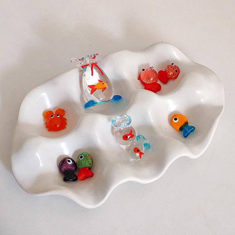 Creative Mini Pocket Goldfish Colored Glaze Transparent Lucky Bag Glass Figurines Handmade Home Decoration Accessories 2025 New
