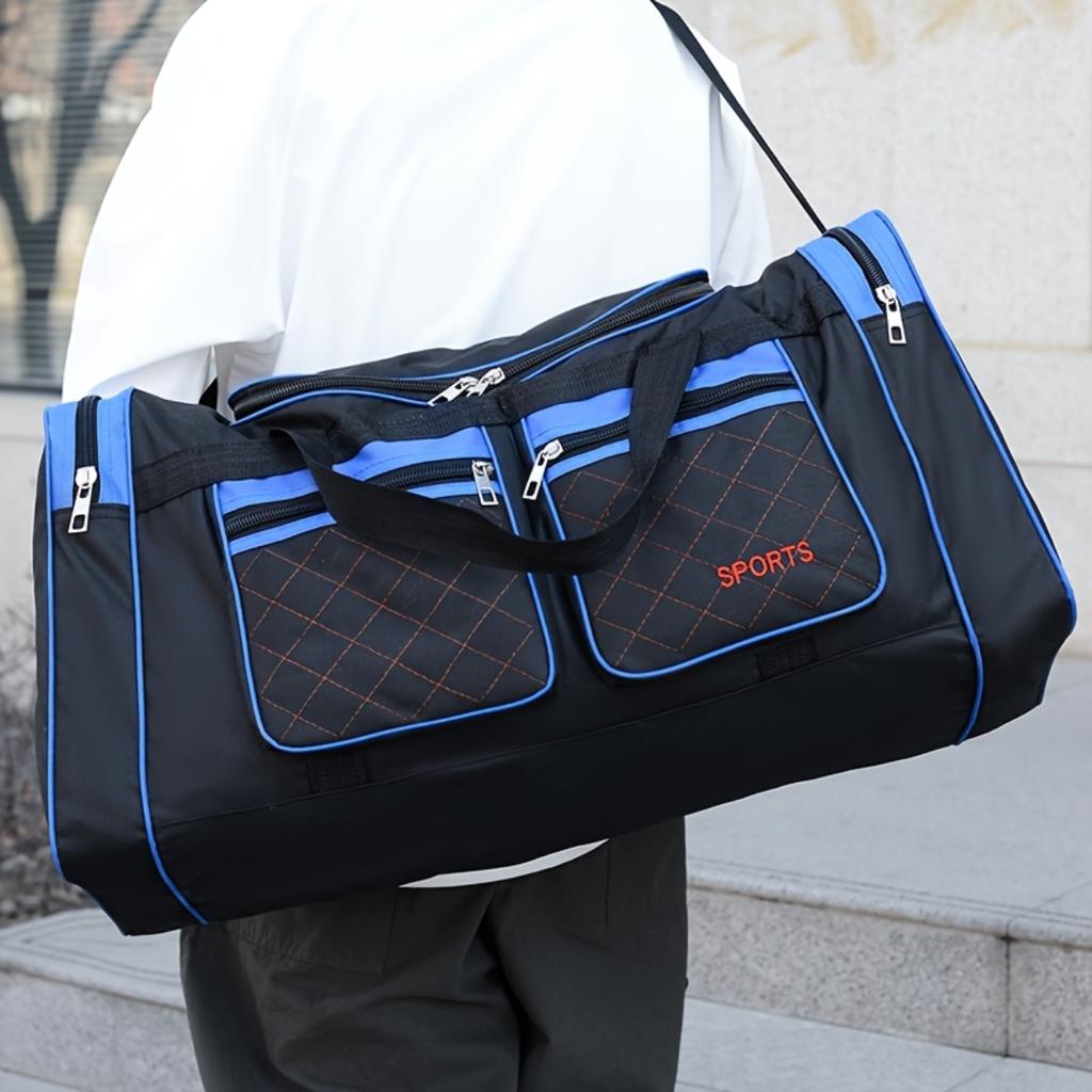 Foldable Travel Bag, Multi Pocket Sports Duffle Bag, Lightweight Foldable Luggage Handbag For Outdoor Sports, Travel And Daily Storage