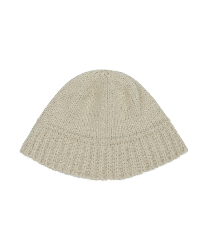 Bajal Monogram Label Wool Knit Bucket Hat Beige