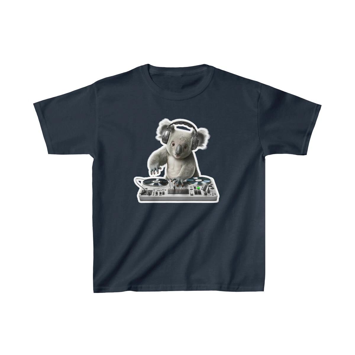 

US Kids 7Y 14Y - Music DJ koala at the mixing table - Kids Heavy Cotton Tee M