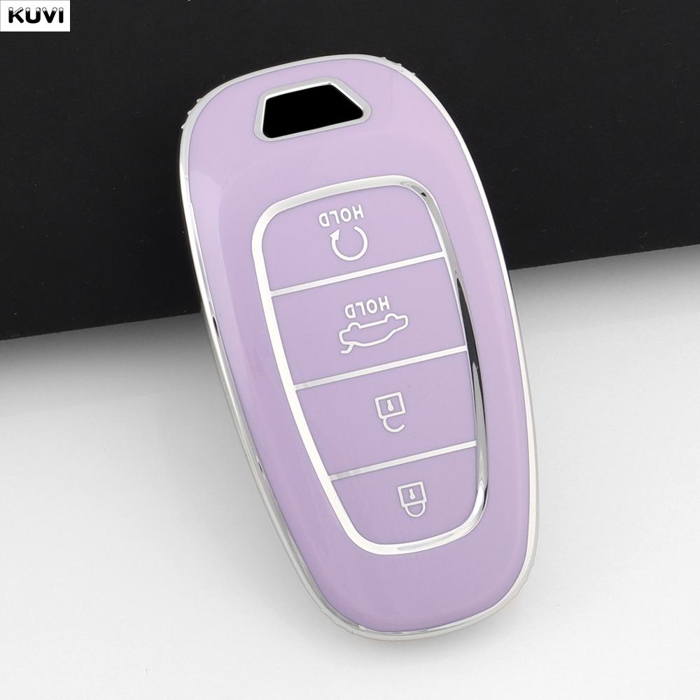 4 Button TPU Car Remote Key Case Cover For Hyundai Santa Fe Tucson 2022 NEXO NX4 Ioniq 5 Atos Prime Solaris 2021 Fob Accessories