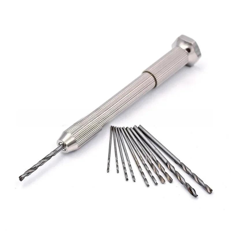 

Hole Open Single Head Hand Twisted Drill Handl Small Tool Set DIY Hole Punching Art Play Amber Walnut Manual New 10pc