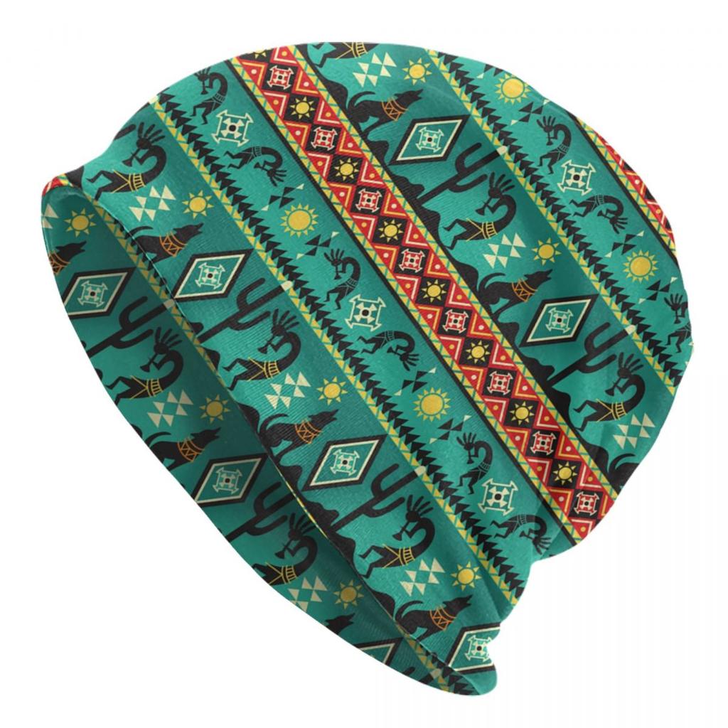 Custom Southwest Tribal Native American Kokopelli Skullies Beanies Caps Streetwear Winter Warm Knit Hat Adult Unisex Bonnet Hats