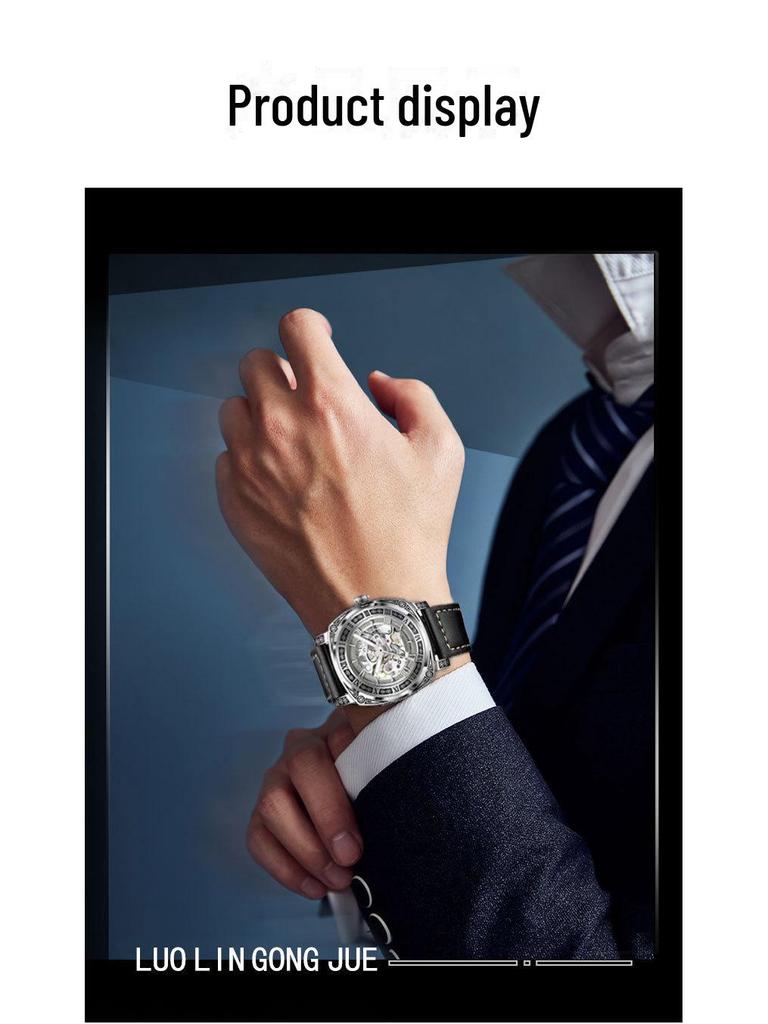 Büyük Kadranlı Aydınlık Otomatik Paslanmaz Çelik Mekanik Saat