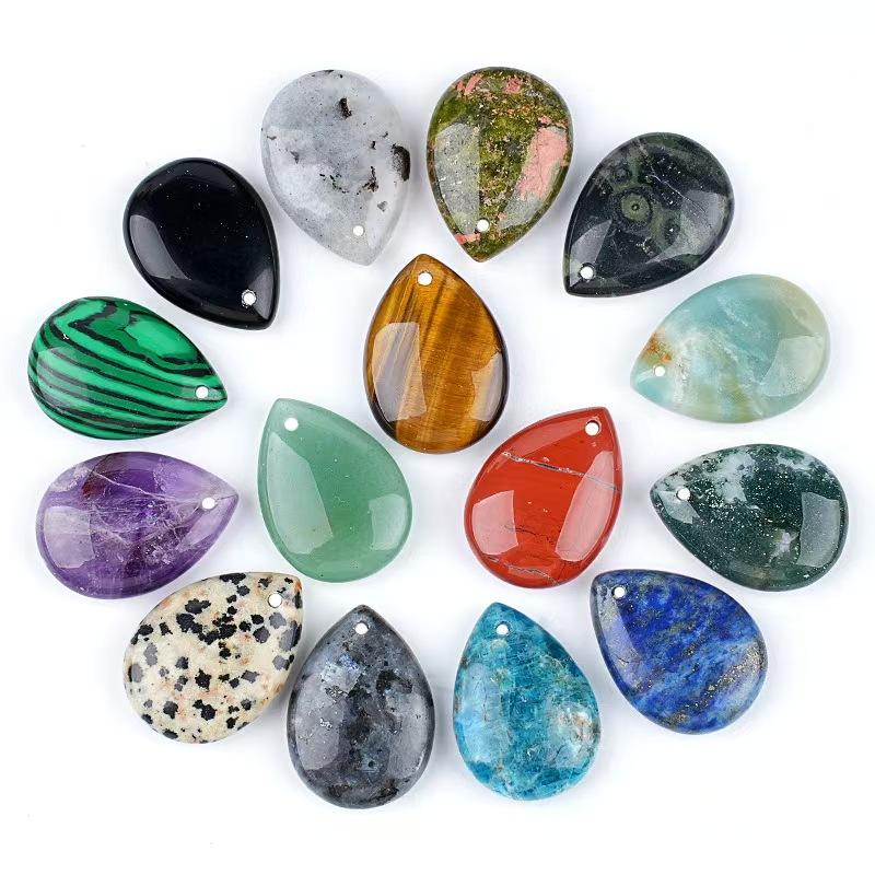 High Quality Natural Healing Stone Necklace Crystal Polished Water Drop Pendant Fashion Trend Jewelry Ornament