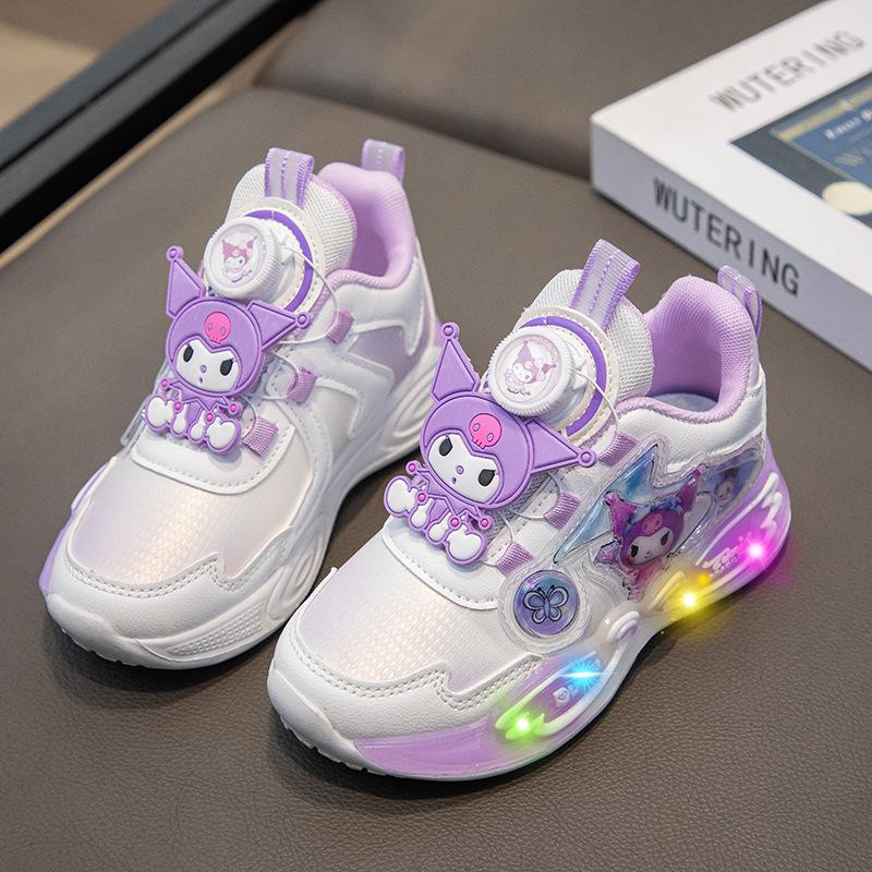 Kulomi Girls' Shoes Children's Sports Rotating Button Soft Bottom Anti Slip Cartoon