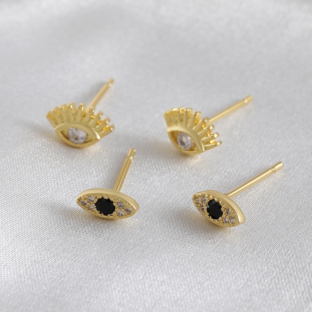 Mini Luxury-style Diamond-encrusted Eye Stud Earrings with A Fashionable Retro Vibe and Versatile Appeal - Devil's Eye Earrings Accessory.