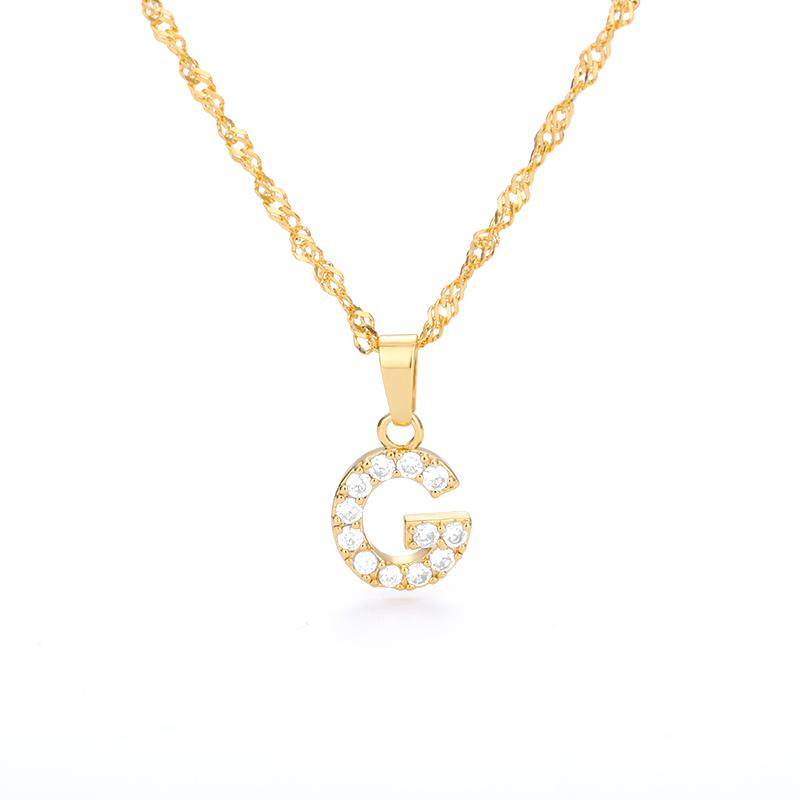 Cubic Zirconia Initial Letter Pendant Necklaces For Women Stainless Steel Gold Color Chain Alphabet Chokers Jewelry Accessories