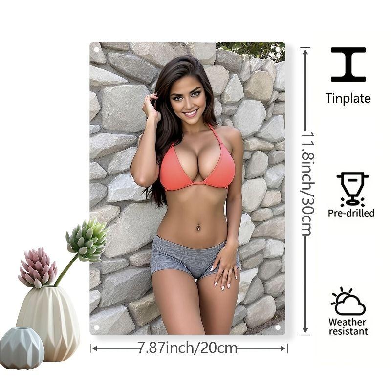 Vintage Female Silhouette Metal Tin Sign for Interior Bar & Garage Decor