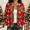 Women's Christmas Printed Long Sleeve Cardigan for Holiday Party