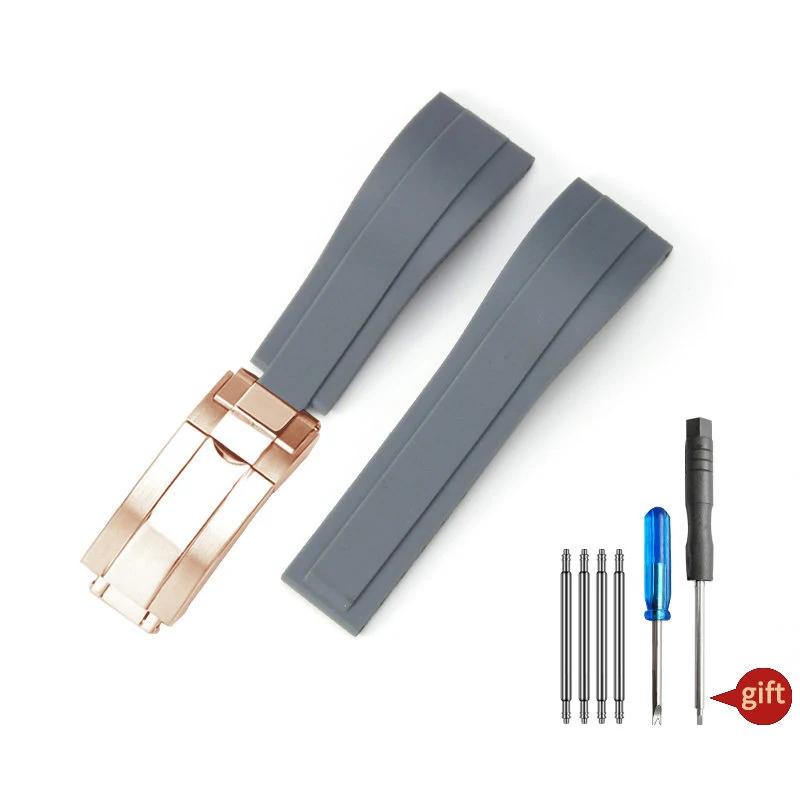 Nature Soft Silicone Rubber Men 20mm Watchband For Rolex Watch Strap Daytona Submariner GMT OYSTERFLEX Bracelet Folding Buckle