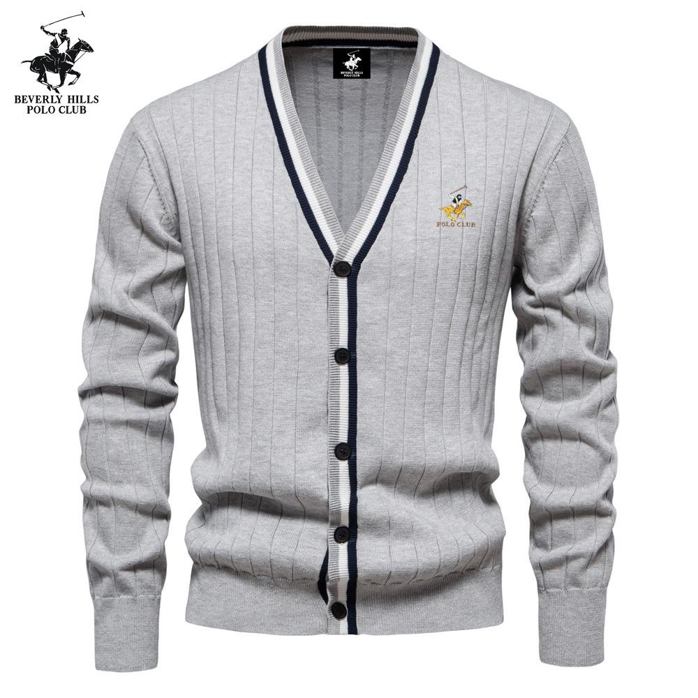 

POLO CLUB Autumn/Winter Pony Embroidered New Cardigan Men s V-neck Long Sleeved Sweater Knitted Coat XXL