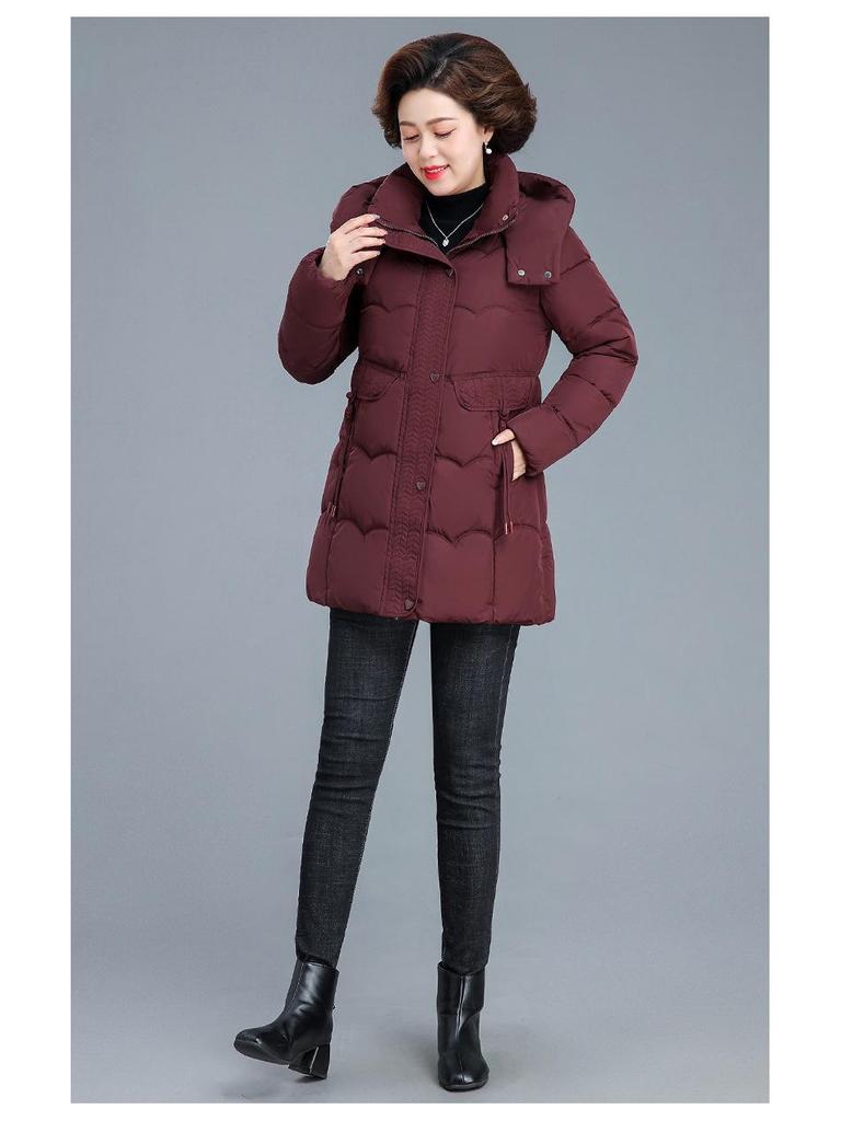 2025 Mid-Length Cotton Padded Jacket: Warm Winter Coat for Middle-Aged & Elderly Women