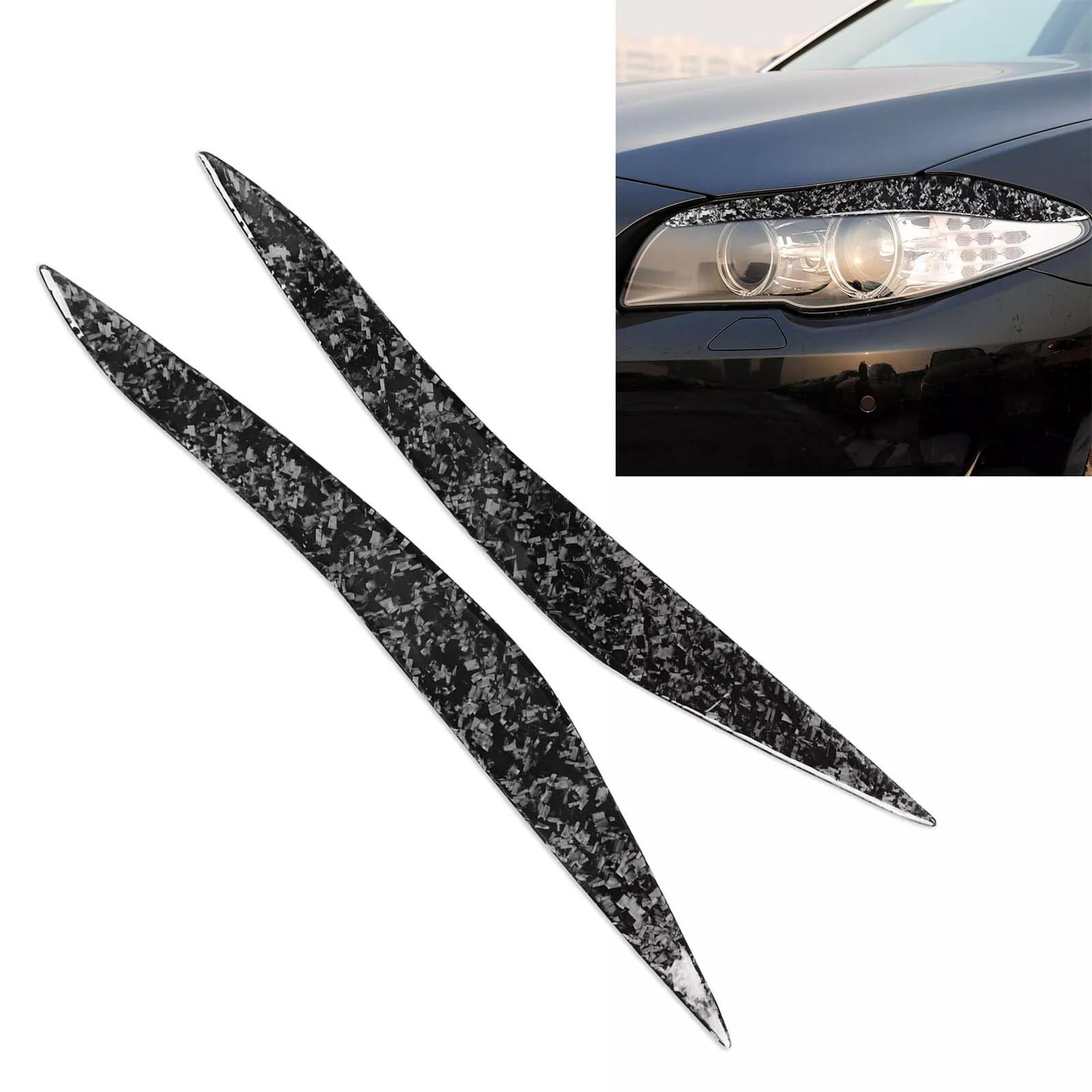 1 Pair Forged Pattern Headlight Eyebrow Eyelid Cover For BMW 5 Series F10 10-13