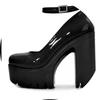 New large size single shoes women's 14CM high heels fashion one word buckle belt women's shoes large size boots