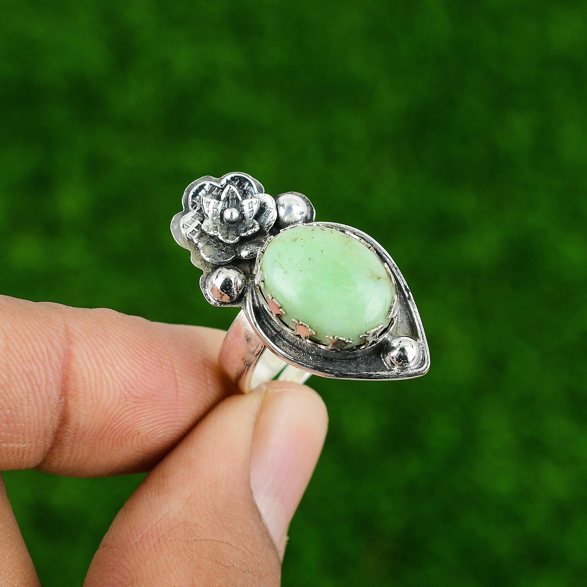 

Регулируемое кольцо-цветок с несколькими камнями, серебро 925 пробы, натуральный бразильский хризопраз Adjustable