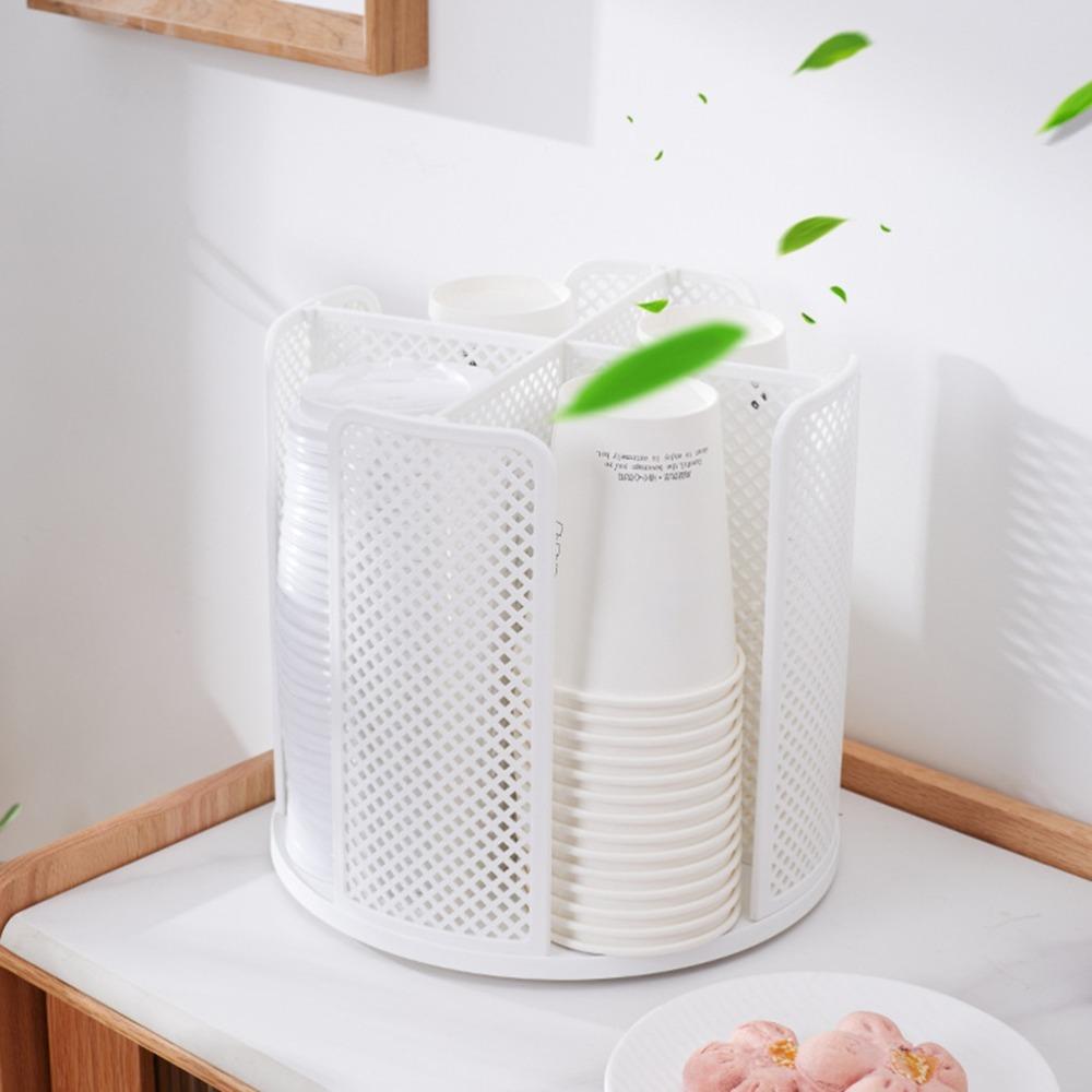4 Compartment Paper Cup Dispenser 360 Rotating Desktop Cup Rack Coffee Cup Organizer For Office