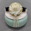 Flower Pearls Korean Hair Hoop Traditional Headband for Stage Shows and Ethnic Festivals Handmade Hair Accessories