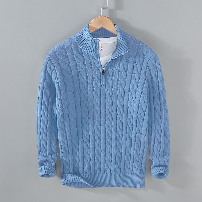 2025 Autumn/Winter Men's High Neck Thick Knit Zipper Cardigan Sweater