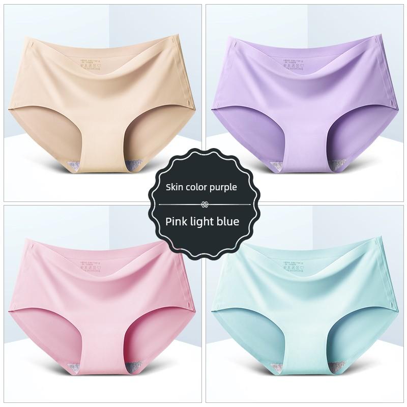 8er-Pack Nahtlose Damen Mid-Waist Einfarbige Dünne Sommer Eis Seide Slips Einteilige Sport-Slips