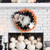 Halloween Wreath 15 Inch for Front Door, Rustic Ruffle with Rhinestone Bow Ghost And Burlap Fireplace Walls Windows Gothic Party Decor Fluffy
