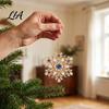 Elegant Holiday Party Supplies 6 Pcs Diamond Art Christmas Ornaments, 2D Flat Pearl Painting Timeless Seasonal Decorations Pattern Hanging Decoration