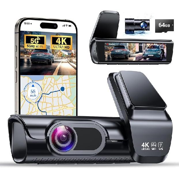 

K600 4k Dash Cam Front and Rear, 3.59 IPS Screen, Built-in GPS 5G WiFi Dash Camera for Cars with App, UHD 2160P Night Vision Free 64G SD Card, 170° Black or Gray or Silver