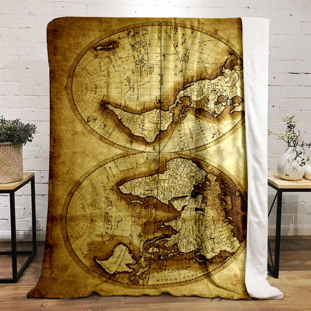 Vintage World Map Design Warm blanket - Flannel blanket for bedroom, living room, sofa, and nap.