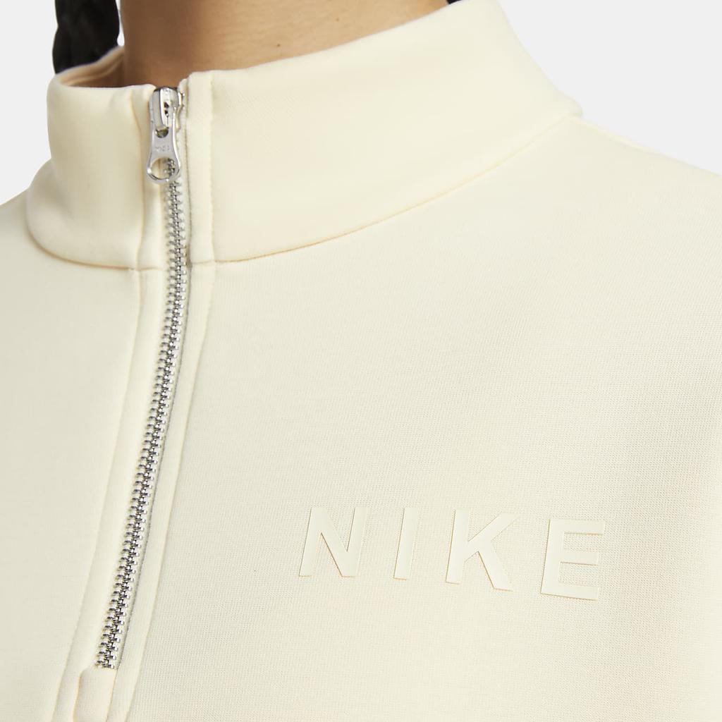 Nike Ropa Deportiva Tech Fleece Sólida Media Cremallera Cuello Alto Casual Manga Larga Sudadera Mujer Sudadera Leche de Coco HF5175-113