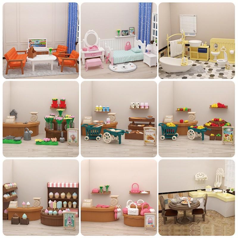 Koala Diary Dollhouse Home Pretend Toys Miniature Furniture Bus Dolls Accessories Girls Diy Toys Miniature Scene Doll House Gift