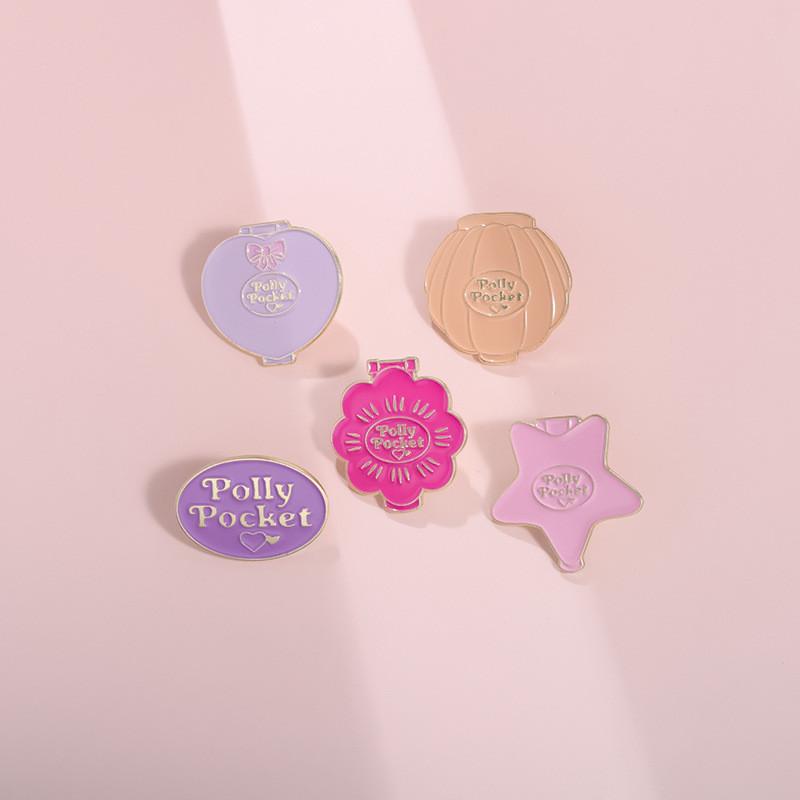 Cartoon Pink Sweet Geometric Star Shell Brooch Stylish Alloy Letter Badge Accessory