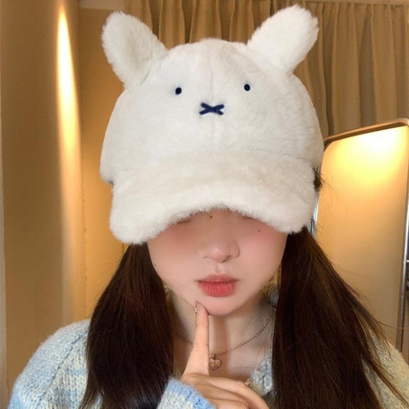 Winter Warm Thickened Sports Hat Women S Furry Warm Cute Plush Rabbit Ear Baseball Cap Outdoor Casual Hat