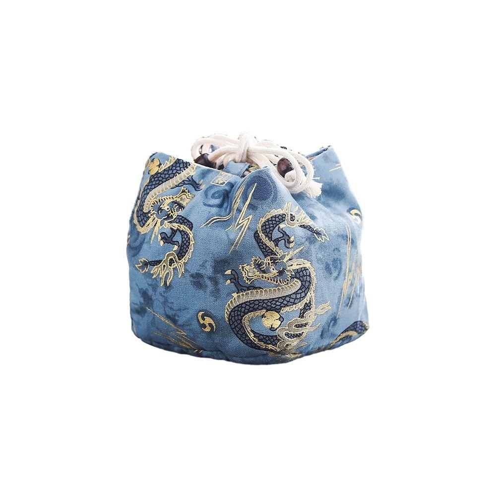Canvas Chinese Style Handbag Cloud Square Flower Wrist Bag Elegant Tea Set Storage Bag  Streetwear