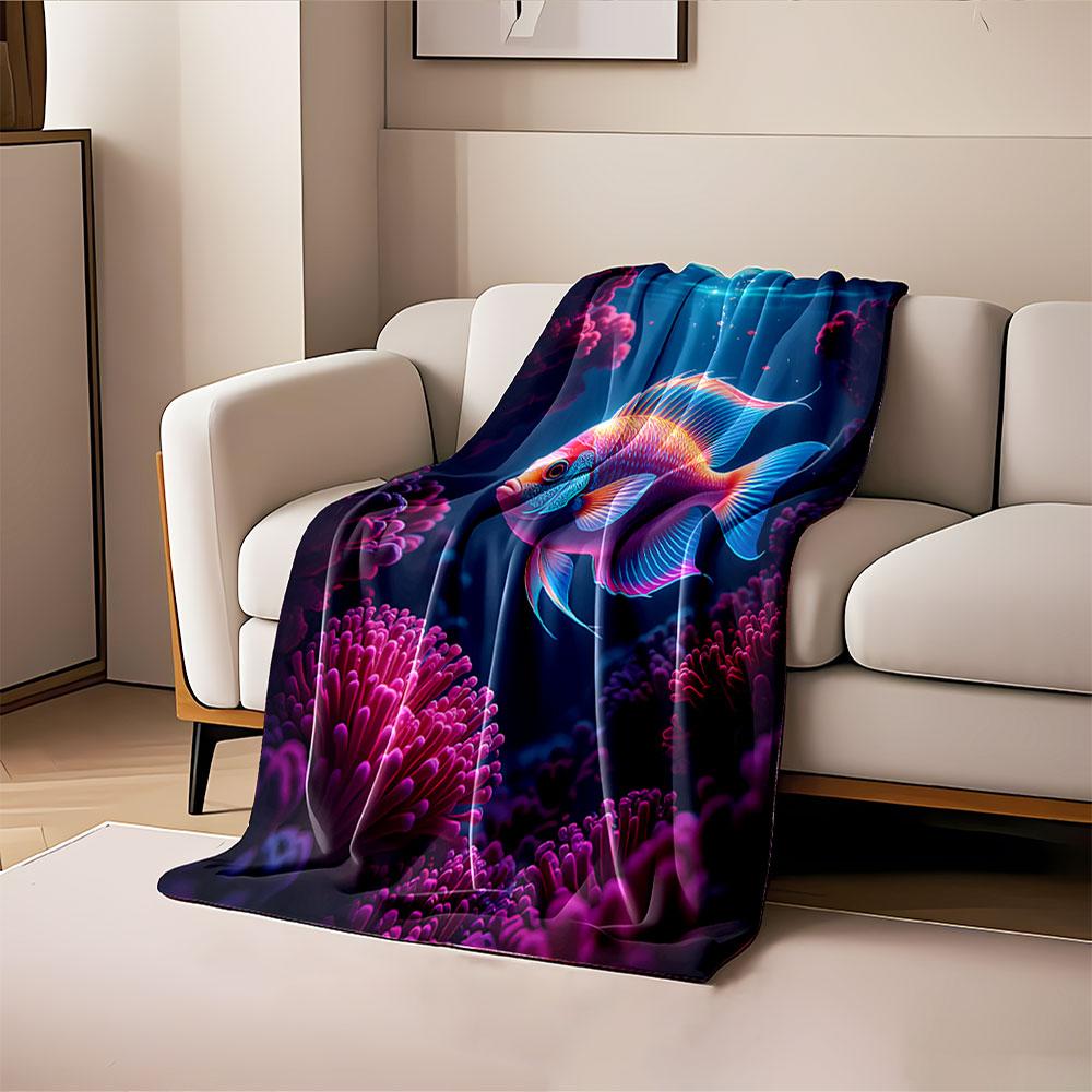 Vibrant Tropical Fish Blanket for all seasons blanket lunch break throw gift