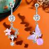 Fashion Exquisite Butterfly Heart Belly Button Ring For Women Girls Body Piercing Stainless Steel Navel Ring Beach Jewelry