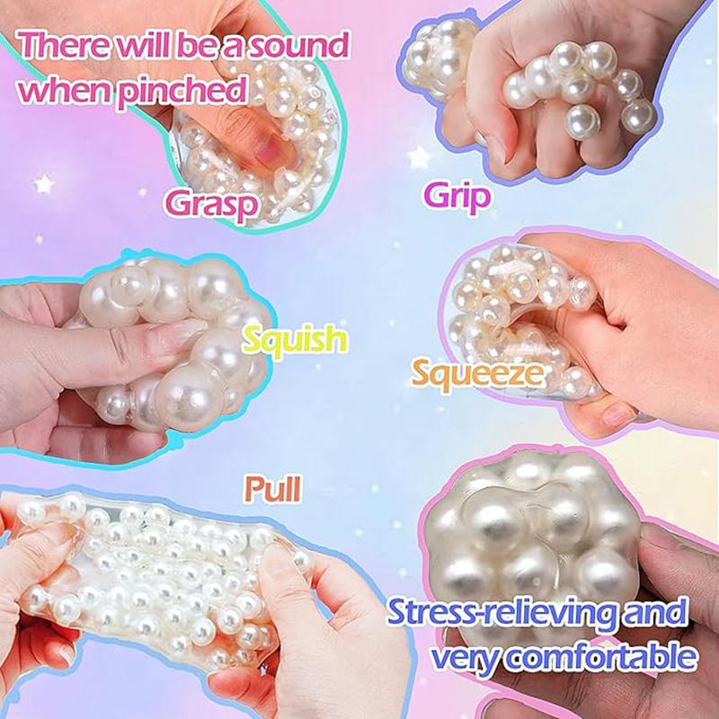 Yetişkinler İçin El Yapımı Üzüm Sesli Sıkılgan Top Çocuklar İçin Beyaz İnci Duyusal Fidget Oyuncakları Stres Giderme Sıkma Oyuncakları