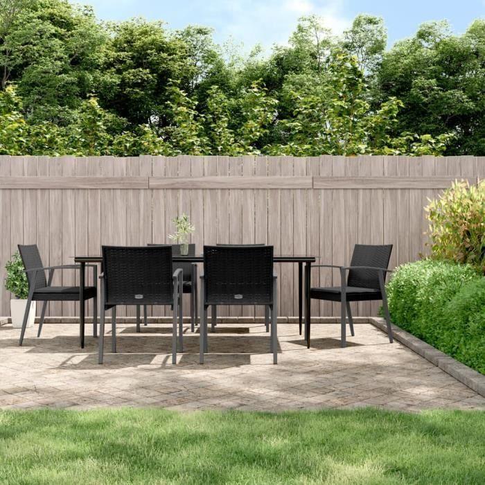 VidaXL Garden Dining Set 7 Pcs Cushions Wicker Steel 3186983