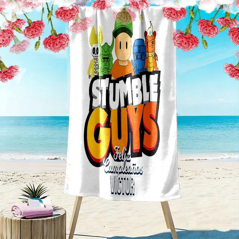 Stumble Guys Sprint Print Beach Towel, Large Soft Quick Dry Towel for Beach Camping Swimming