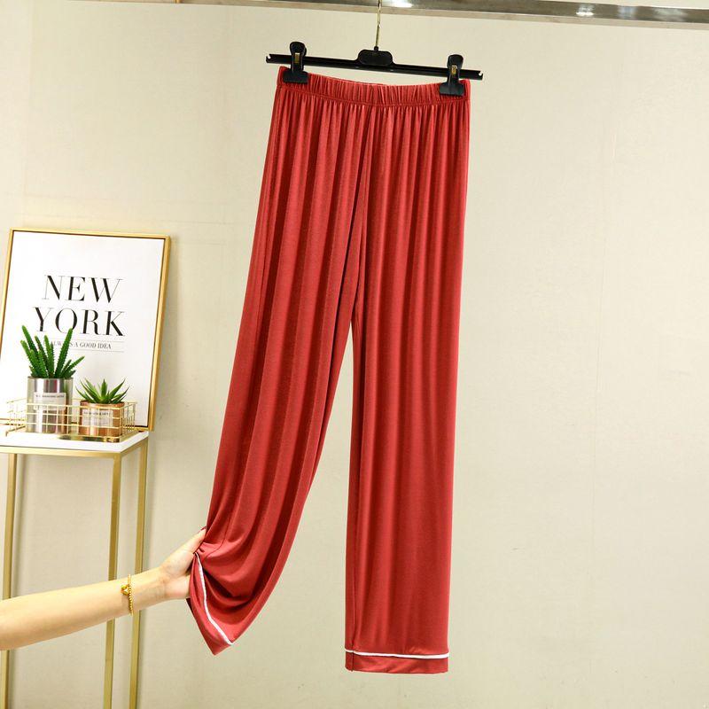 

Модальные брюки с высокой талией, тонкие, свободные, однотонные, с широкими штанинами Brick Red XL (65.00 kg-75.00 kg recommended