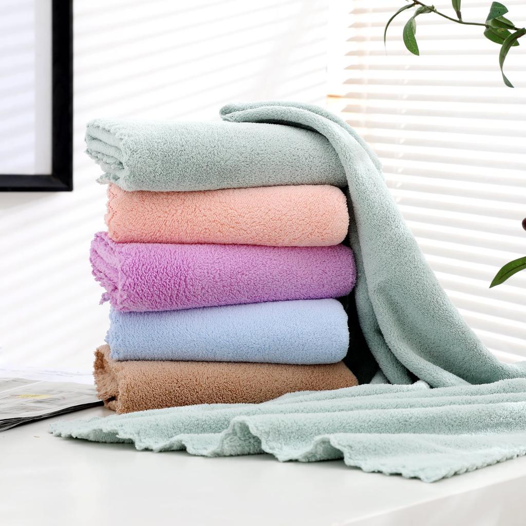 Coral Velvet Cut Edge Towel Plain Square Towel Soft and Thick Moisture Moisture-wicking and Quick Drying Men and Women Bath Towels