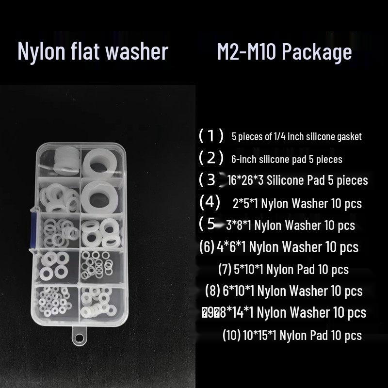 High-Temperature Resistant Nylon and Rubber Washer Set - M4/M8, Insulated, Thickened Sealing Rings for Screws
