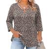 Women's Floral Print Three-Quarter Sleeve Top, Plus Size Casual Blouse