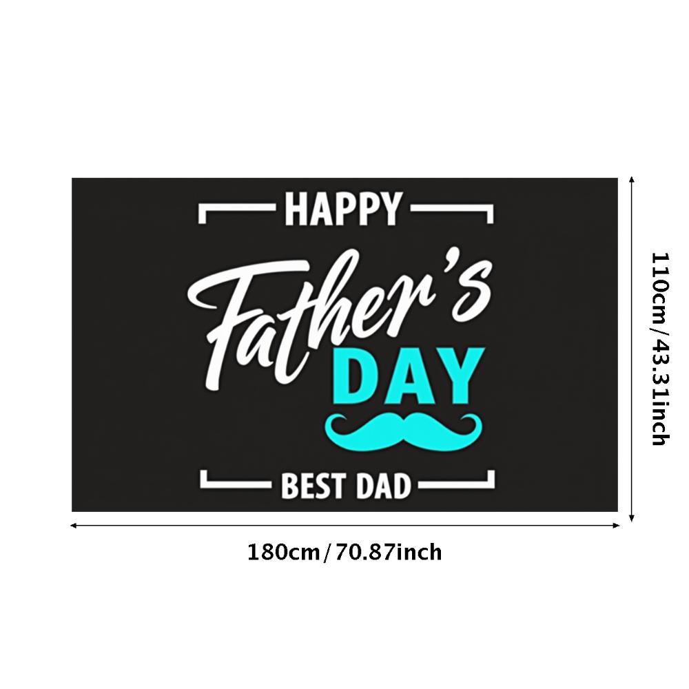 Blue Mustache Father's Day Decoration Lightweight Father's Day Banner Black Background Bold Font Holiday Decoration
