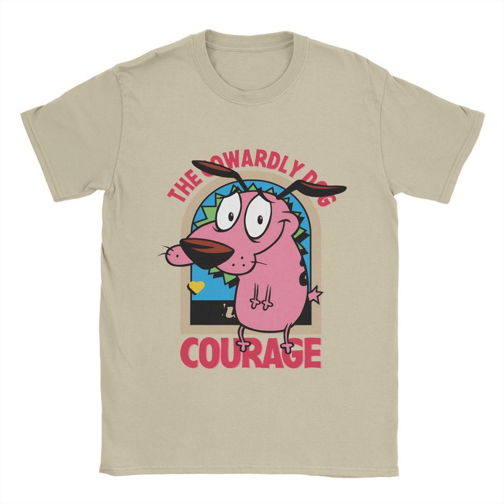 Casual T-Shirt Summer Courage Dog  Novelty T-Shirts  Cotton Tshirt for Men Y2K Basic Custom Logo Short Sleeve Clothes