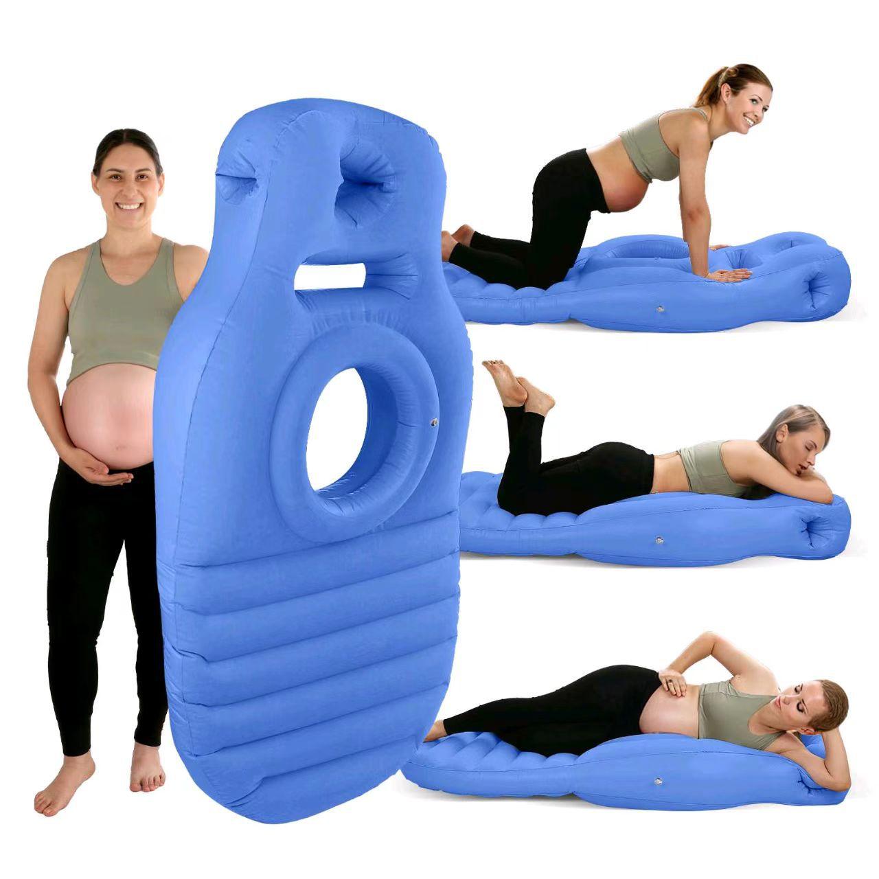Inflatable pregnant woman air cushion, PVC maternity pad, prone sleeping mattress, concave-convex and comfortable 165x70x25cm синий