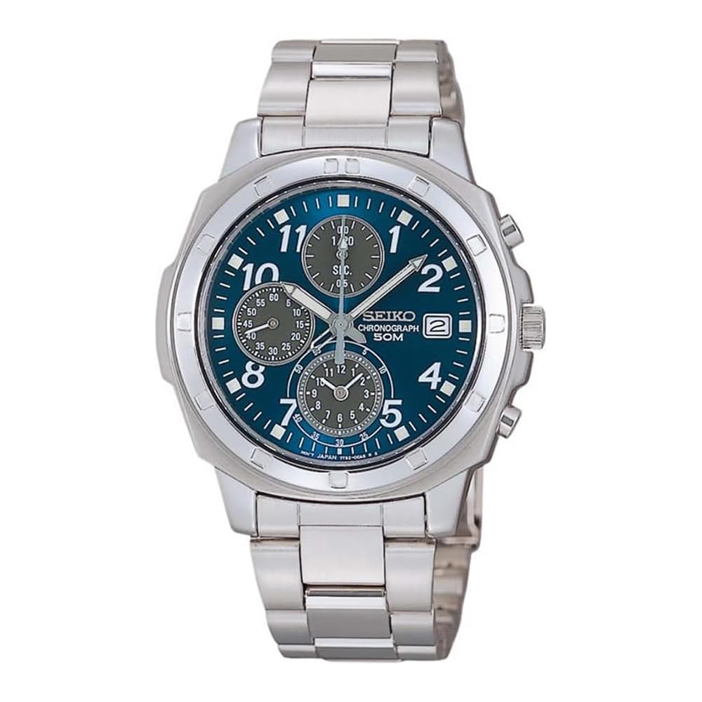 Seiko Chronograph Quartz SND193P Men s Watch Silver 1/20 Second Timer Imported Model