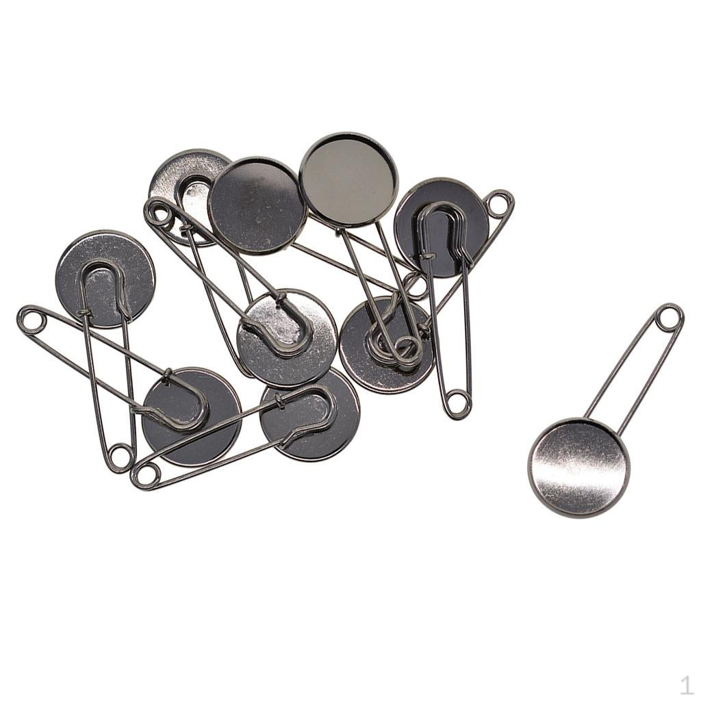 Buy 10 Pieces Blank Brooch Settings Lapel Pin Safety Pins Hijab Pins